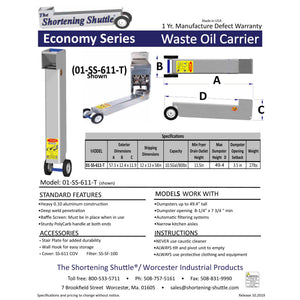 Model SS-611 T — commercial fryer oil management system
