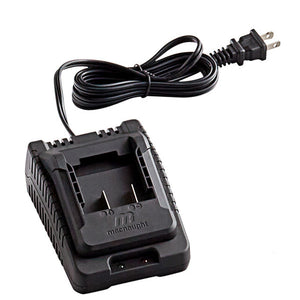A black battery charger with a power cord and slot for a lithium-ion battery, designed for use with The BOSS pump. — commercial fryer oil management system