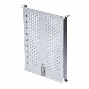 A silver metal baffle screen assembly designed for use with specific Shuttle models for oil drainage. — commercial fryer oil management system