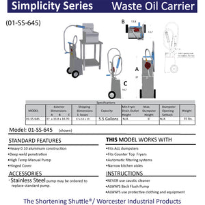 Modell SS-645 — commercial fryer oil management system